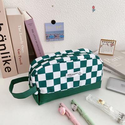 Student Schreibwaren Kosmetik Lagerung Desktop Organizer Federmäppchen Bleistiftbeutel Plaid Bleistiftbeutel