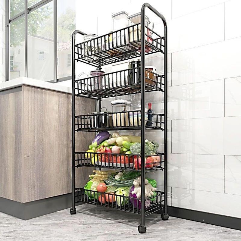 Movable Kitchen Vegetable Storage Rack with Wheels