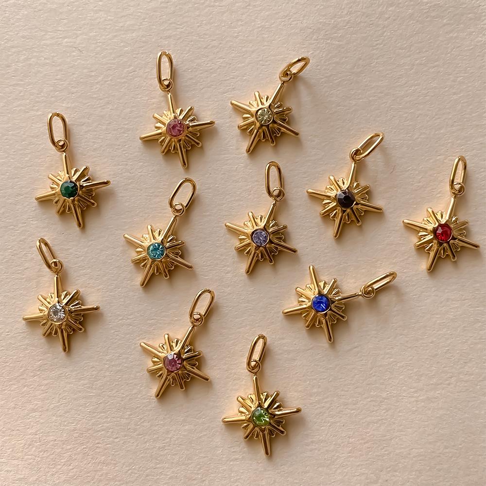eManco Vintage Stainless Steel Star Shiny Colorful Rhinestone Charms Making Women DIY Necklace Bracelet Factory Direct