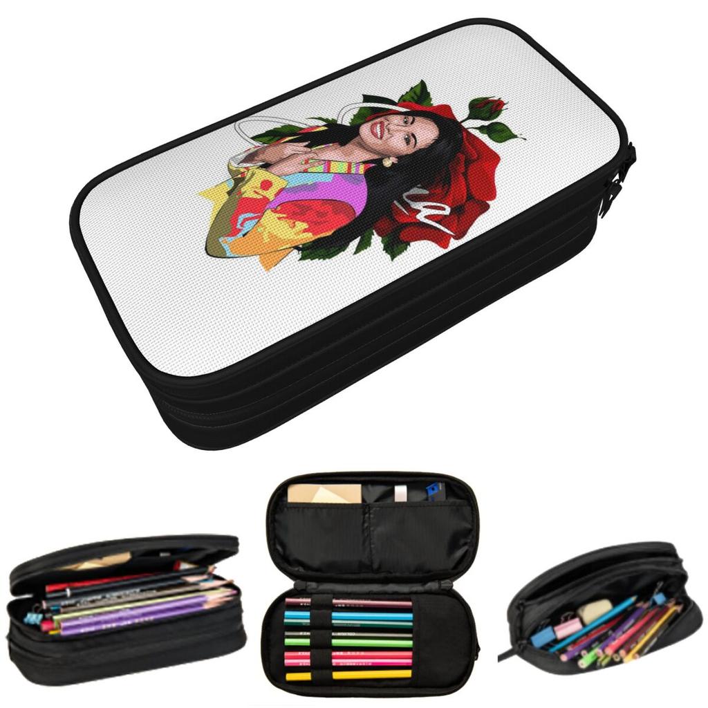 Selena Quintanilla Vintage Pencil Case for Kids Gifts Pen Box Pencil Bag Stationery Supplies Pen Holder Bag