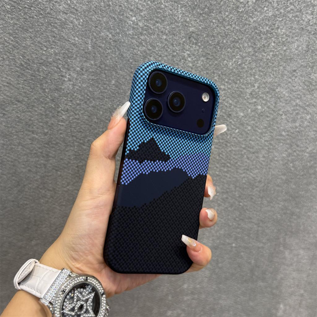 For Magsafe Frameless Carbon Fiber Texture PC Phone Case For iPhone 17 Air 16 Plus 15 14 13 12 17 Pro Max Wireless Charge Cover