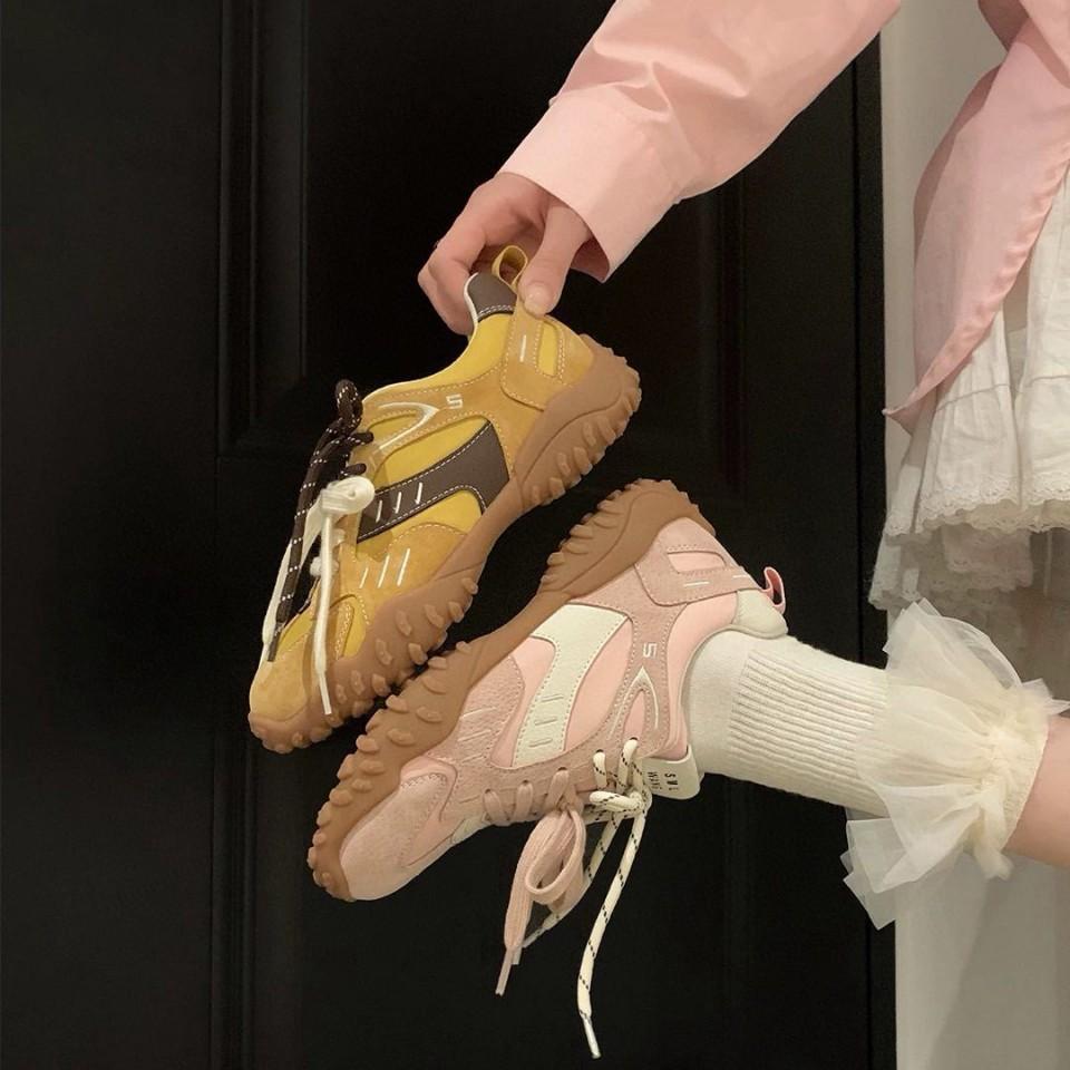 

Пробуди свой дофамин~ 2025 новые матовые походные туфли из коровьей кожи, низкие, дышащие, повседневные тренировочные туфли, весна и лето 39 розовый