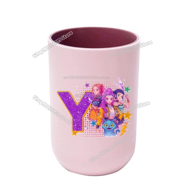 KPop Dämonenjäger Buchstabe A-Z Kinder Zahnbürstenbecher Rumi Mira Zoey Mädchen Mundspülbecher Trinkbecher Badezimmer Zahnbürstenhalter
