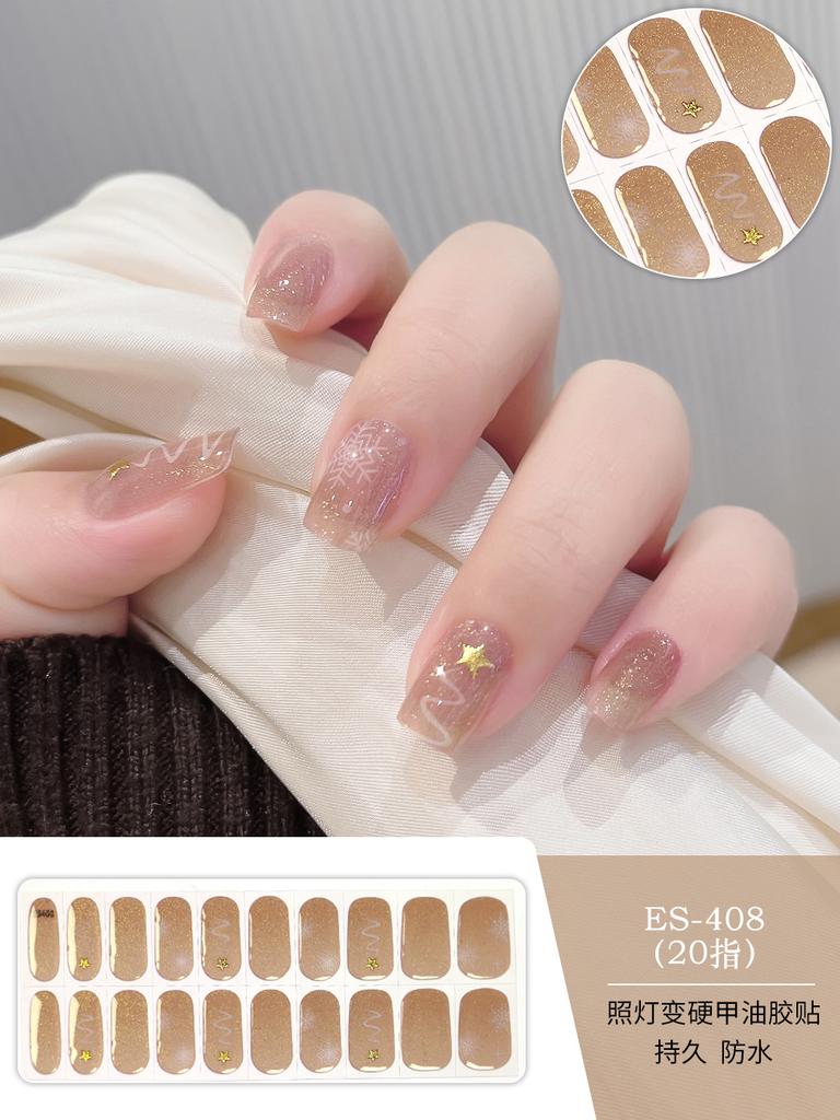 20 Pcs Halloween Christmas UV Semi Cured Gel Nail Stickers Self Adhesive Long Lasting Popular Nail Art Wraps