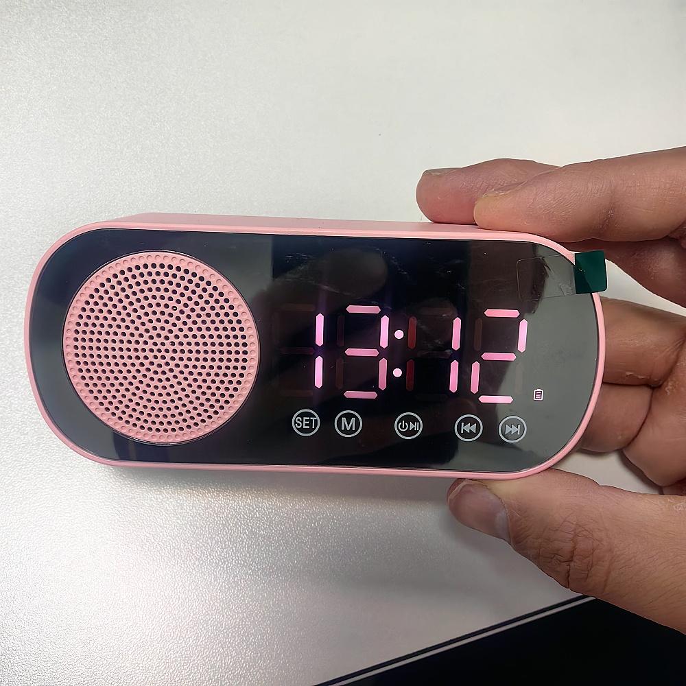 Réveil numérique à miroir LED, haut-parleur chronométré, horloge sans fil, double alarme, radio FM, horloge de table, haut-parleur sans fil, caisson de basses