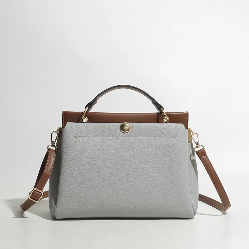 Monochromatic Feminine Shoulder Bag with Zipper Interior Square Bags Stitching Line High Quality Fashion