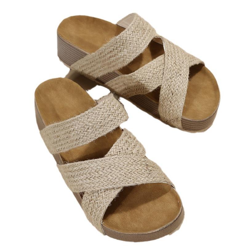 Casual Cool Sandals for Women Summer Thick-soled Shoes with A Single Strap and Cross-woven Sandals