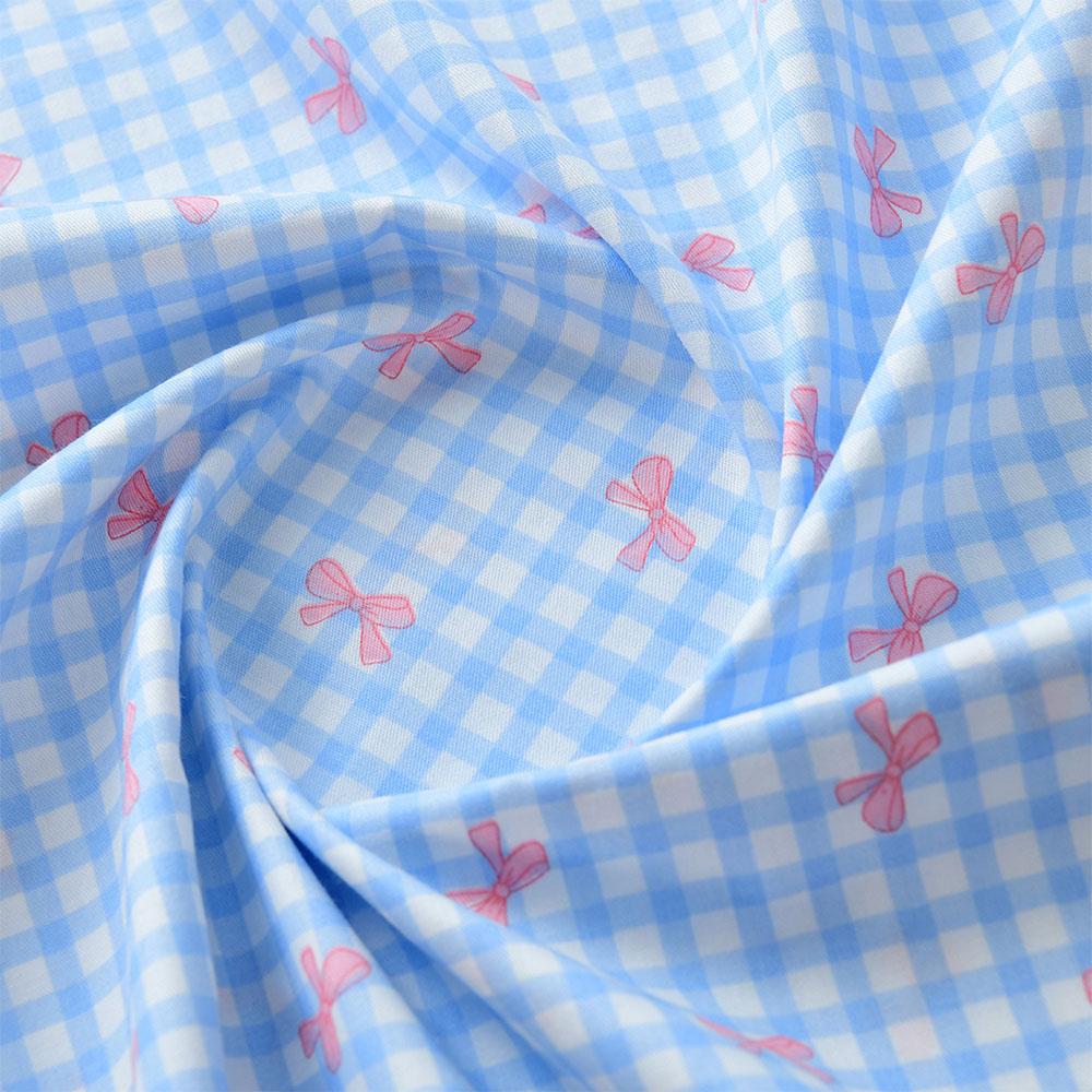 150x50cm Pure Cotton Colorful Butterfly Bow Plaid Fabric For DIY Sewing Girl's Costume Dress Making Pants Pastoral Cloth Supply