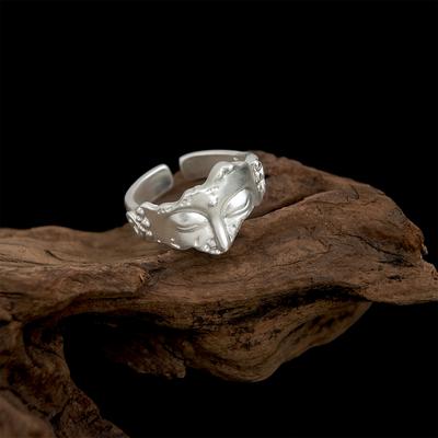 Bague Ouverte Réglable Bouddha de Médecine Tibétain Rétro Visage Défiguré Pour Hommes Gothique Punk Avant-Gardiste Cuivre Zircon Accessoires Unisexe Cadeau