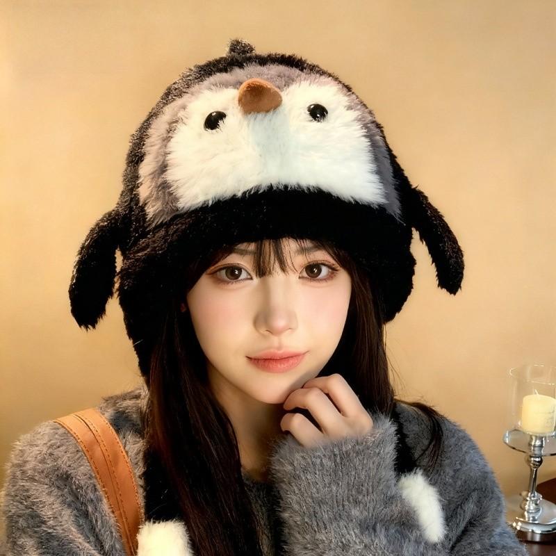 Penguin Plush Beanie Cap For Winter Outdoor Cold Weather Protection