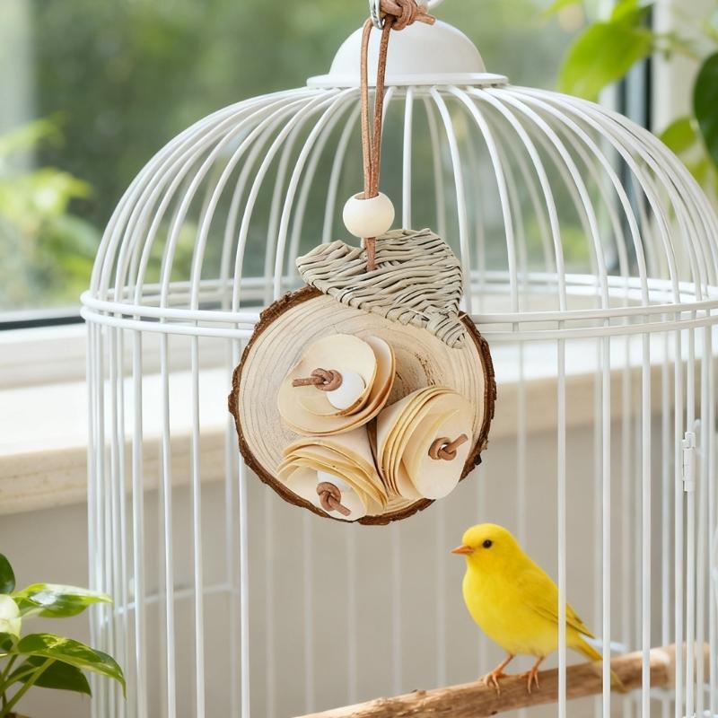 Natural Wooden Parrots Toy With Chewable Wooden Blocks For Small Birds Teeth Grinding And Playtimes Activity