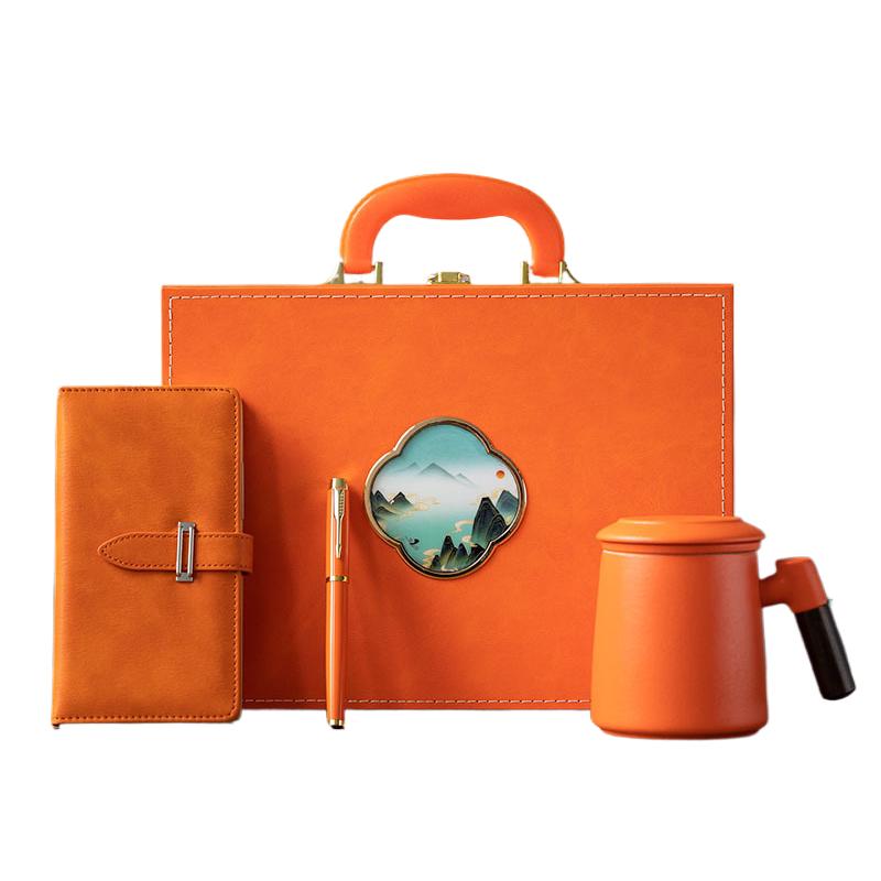 

Cyan-Green Notebook Office Tea Set Gift Box