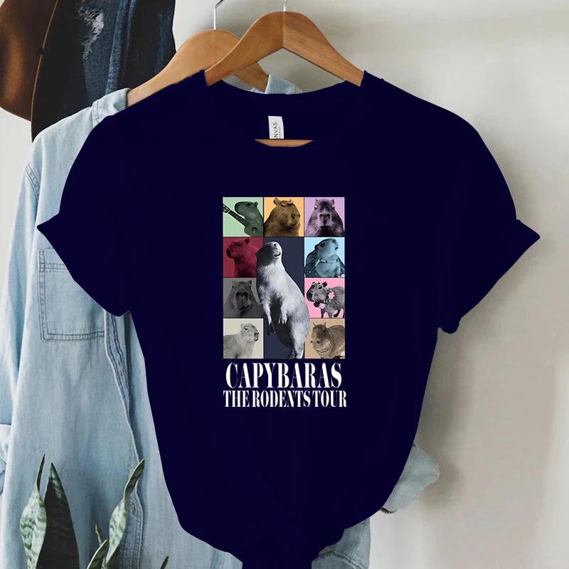 Funny Capybara Womens TShirt The Rodents Eras Tour Meme Graphic T Shirt Tops Summer Vintage Fashion Short Sleeve Women Tshirt