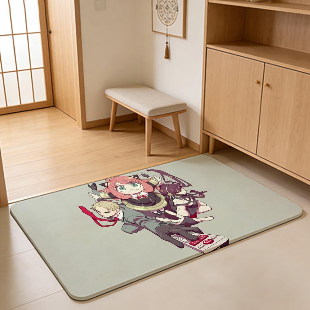 ANIME S-Spy Family Floor Mat Absorbent Floor Mat Non-Slip Entrance Rug for Bathrooms Restrooms and Toilets