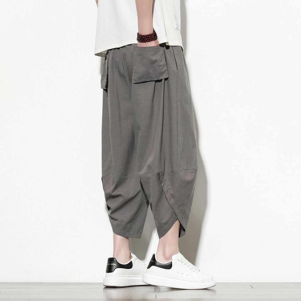 Sarouel Pants for Aladdin Length Loose Summer Cool Cotton Linen Summer Easy Ethnic Linen Balloon M [Fasshonrida] Men, Pants, 7/8 Pants, Fit, Pants,