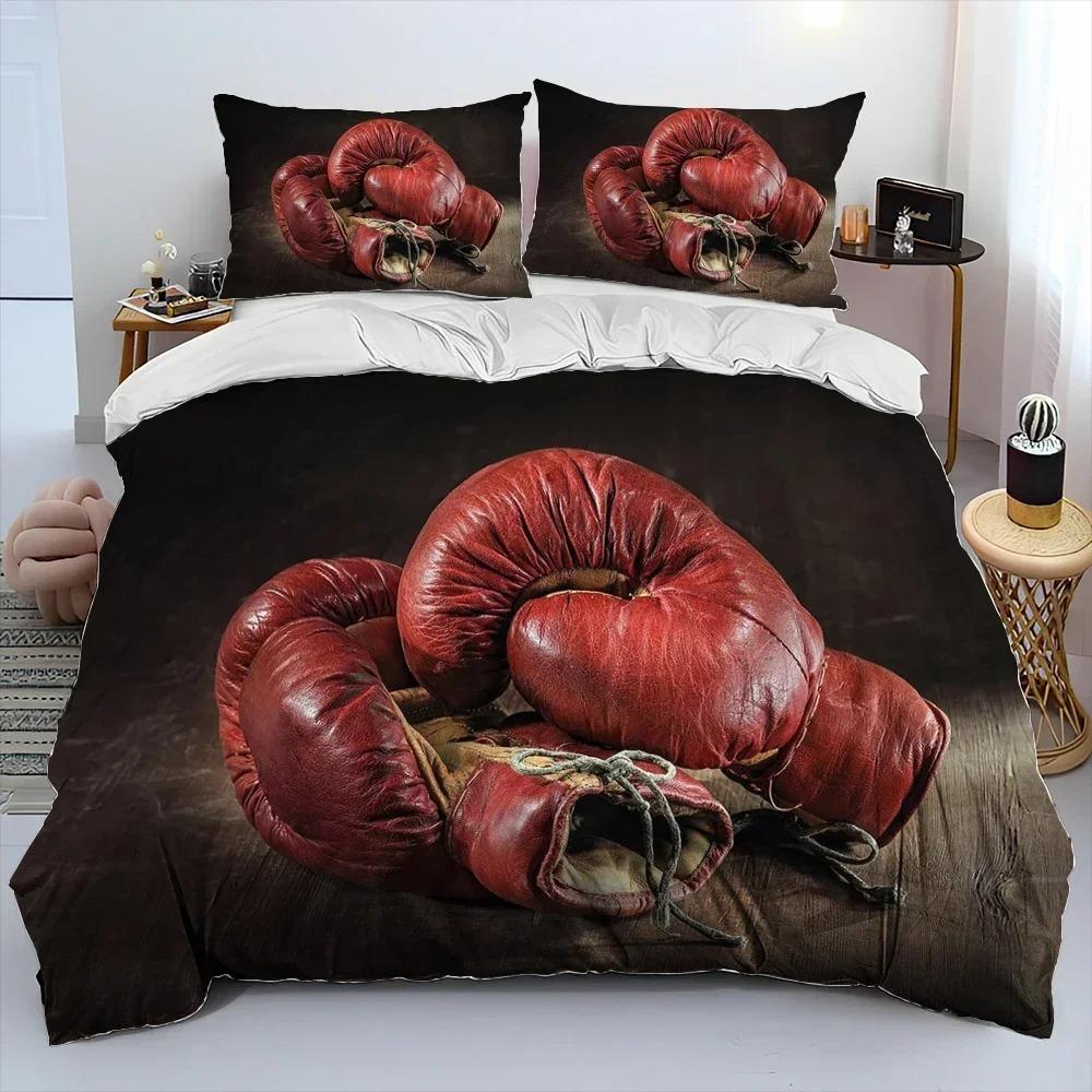 3PCS Single-sided Boxing Gloves Boxer Fight Printed Comforter Bedding Sets Comfortable Bedspreads Comforter Duvet Birthday Gift