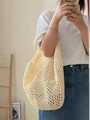 Shangpin Large Woven One-Shoulder Tote - Women's Summer Beach Vacation Bag