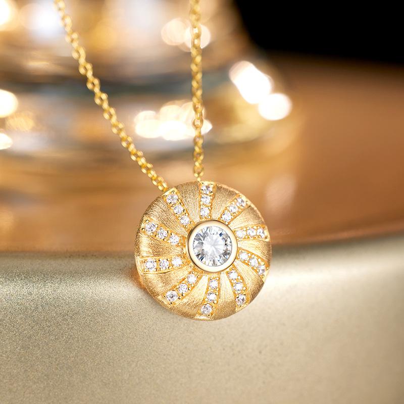 S925 Sterling Silver Natural Stone Pendant Necklace Elegant Women Jewelry