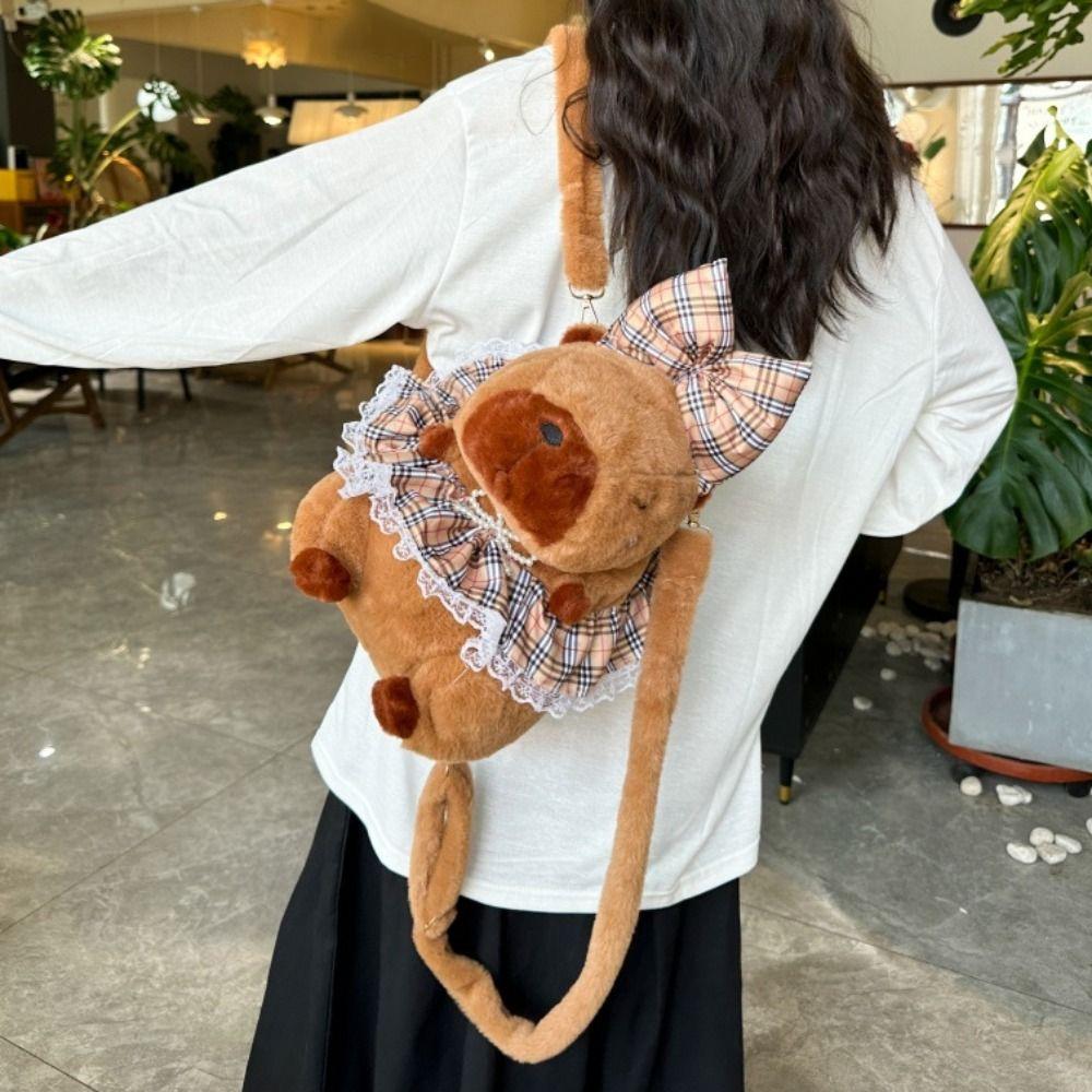 Shoulder Bag Capybara Plush Backpack PP Cotton Stuffed Capybara Knapsack  Kid Girl Boy