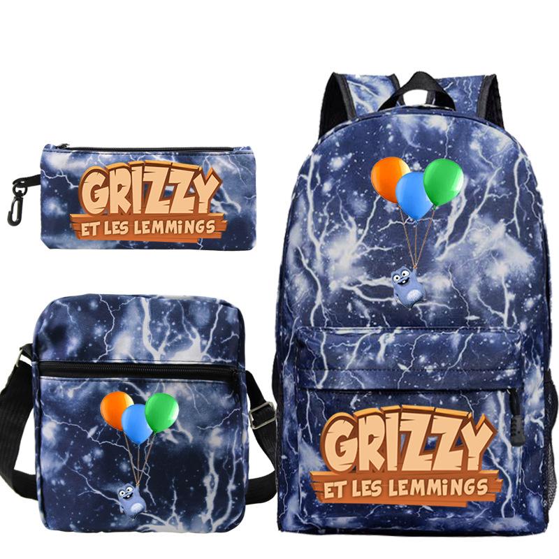 Printed primary and secondary school students backpack shoulder bag pencil bag three-piece combination