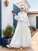 M276# Middle East Lace Applique Shirt & Loose A-line Long Skirt Set for Women