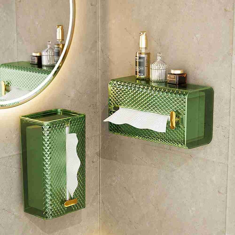 Adhesive Wall Mounted Large Capacity Tissue Box Paper Holder Napkin Organizer Paper Towel