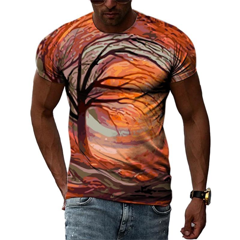 New Fashion Europe and America Retro Graffiti Men T-Shirt Summer