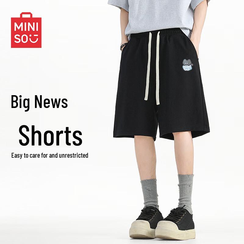 MINISO Мужские летние повседневные шорты с мультяшным принтом, длиной до колена 4XL