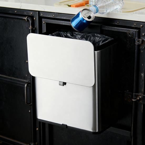 0.8 Gallon Kitchen Compost Bin Hanging Garbage Can with Lid Stainless Steel Trash Can for Kitchen Cabinet Door Wall Mounted Countertop under Sink RV