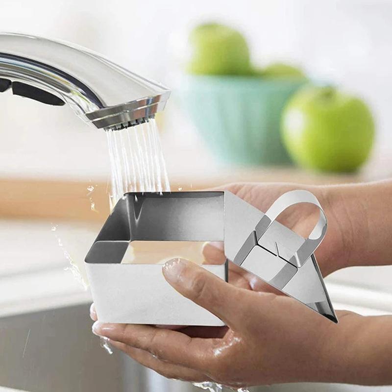 Forma do ciasta DIY ze stali nierdzewnej, narzędzia dekoracyjne, okrągły srebrny pierścień, krajalnica, ręczny pchacz, akcesoria do pieczenia ciasta