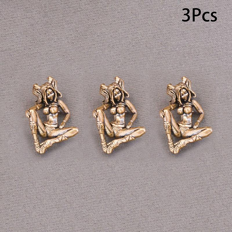 Figure di Ragazze Bellezza con Coda di Cavallo in Ottone Miniature Ornamenti da Scrivania Personaggi Metallici Retrò Modello Artigianato Decorazioni per la Casa Accessorio