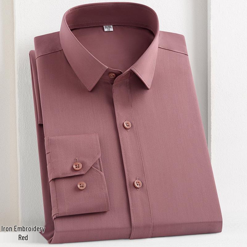 Męska, elastyczna, niegniotąca się biała koszula z włókna bambusowego – koreański styl, biznesowy, formalny, duży rozmiar