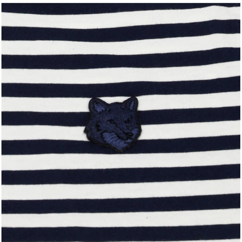 Maison Kitsune Bold Fox Head Patch Multi Stripe Women Short Sleeve Tee Ow00110kj0008