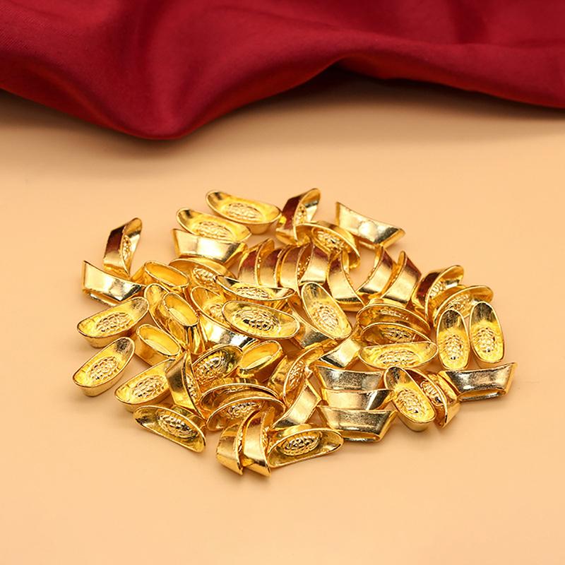 10Pcs Ingot Gold Chinese Yuan Bao Wealth Golden Statue Ingots Decor Ornament Decorative Year  Bar Lucky Money Prosperity
