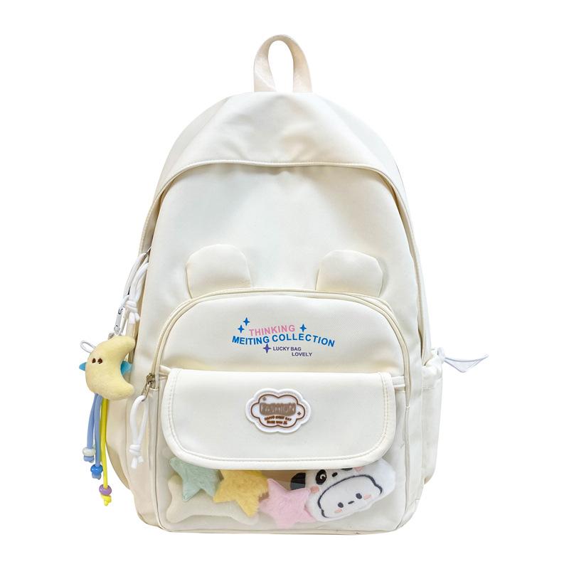Schoolbag New Cartoon Cute Junior High School Student Backpack Female Japanese Small Fresh Solid Color Campus Schoolbag Travel Backpack