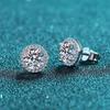 High-End Ladies Light Luxury Jewelry S925 Silver Classic Four-Claw Moissanite Ring and Inlaid Earrings Simple Elegant Design