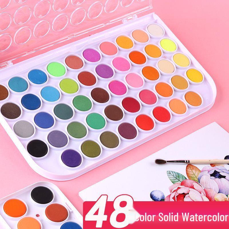 48-Color Portable Watercolor Paint Set for Beginners - Perfect for Kids and Hand-Painted Art