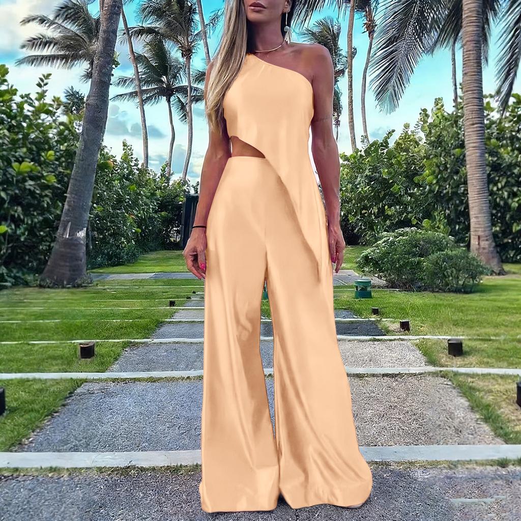 Damen Farbe Lässiges Oberteil und Hose Mode Zweiteiliges Set