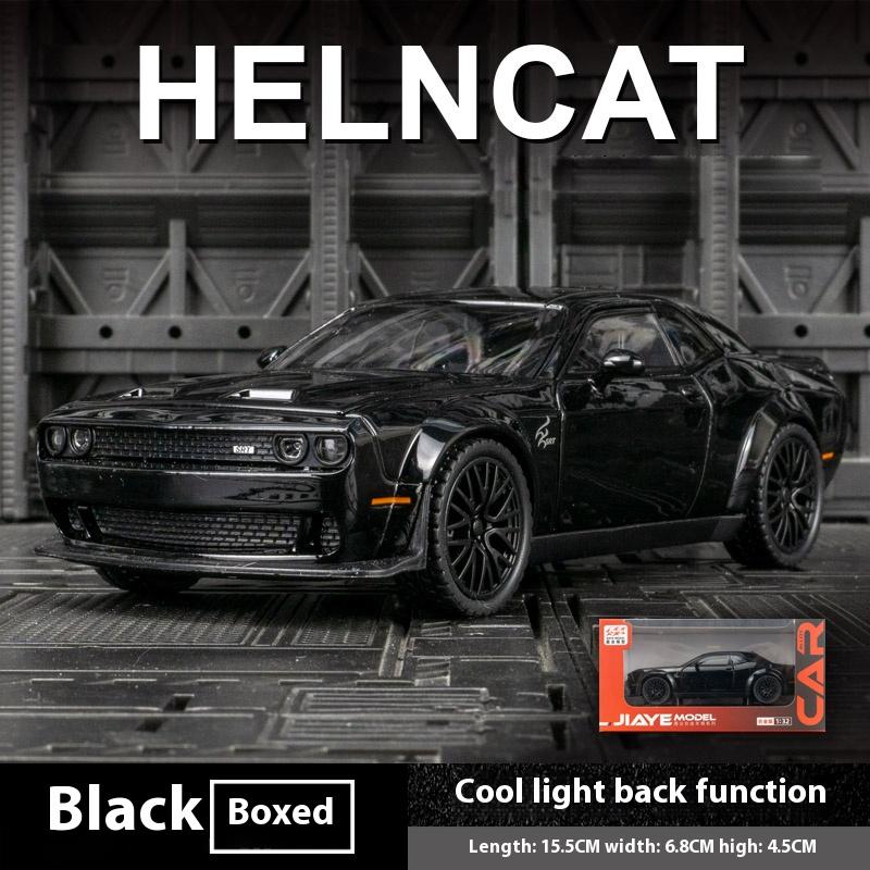 Dodge Challenger Hellcat Toy Car for 1: 32 Scale Die Cast Metel Cars Toy Pull Back Hellcat Model Cars with Sound and Light