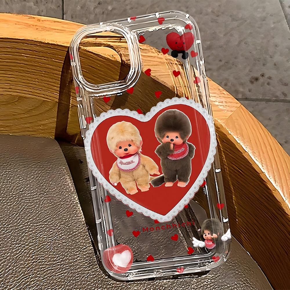 Ins Cute M-Monchhichis Phone Case for Samsung Galaxy S25 S24 S23 S22 S21 S20 S10 Note20 Note10 FE Ultra Plus 4G 5G Clear Cover