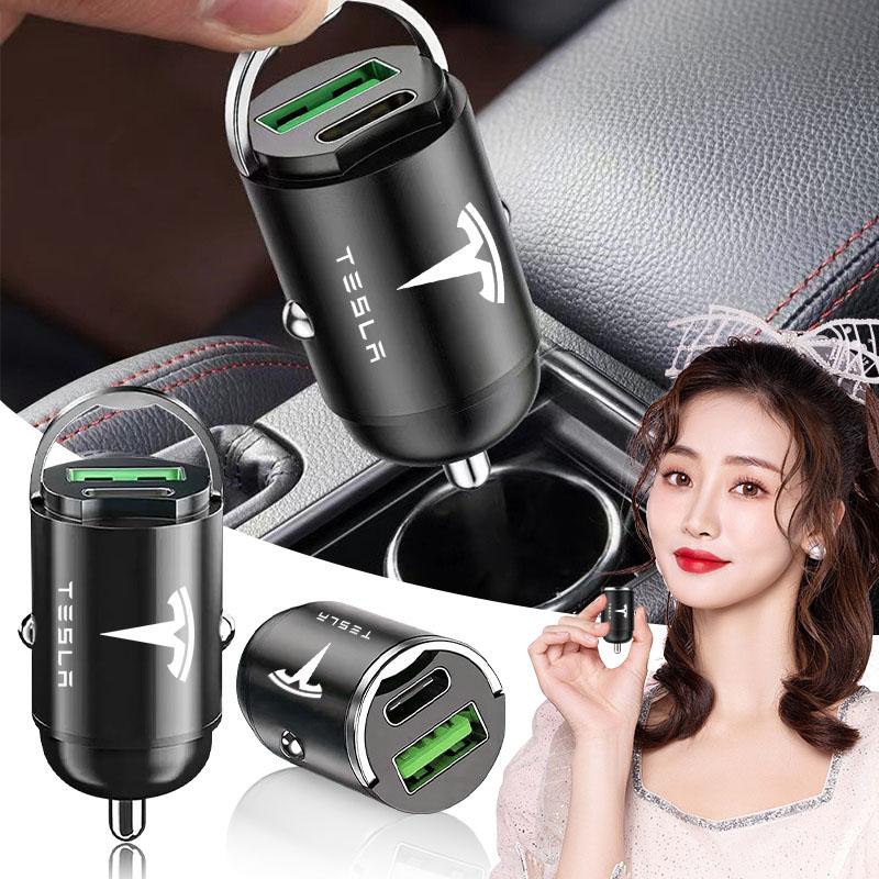 Micro Car Quick Charger Vehicle Cigarette Lighter Convert Plug Car Accessories For Tesla Model 3 Model X S 2016-2020 Decals TM3 TMX TMS Decal