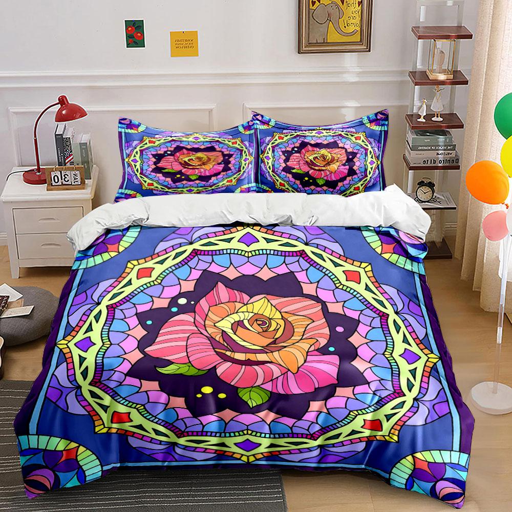 "Radiant Rose Mosaic Elegance" Bedding sets Duvet covers Pillowcases(1* Duvet Cover 2* Pillowcases without duvet insert)