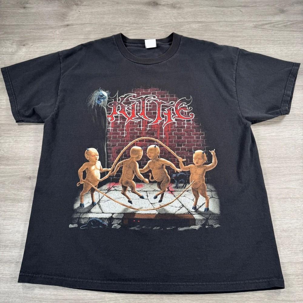 Винтажная футболка группы Kittie Run Like Hell Tour Метал-концерт 90-е Y2K Репринт Унисекс Футболка M