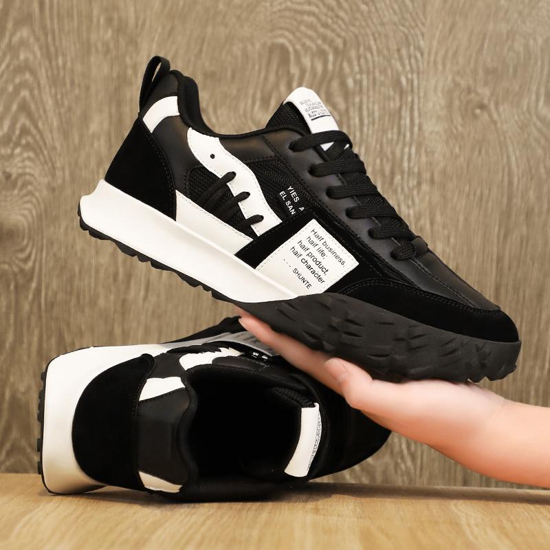 

Мужская обувь, повседневные кроссовки на толстой подошве, дышащая обувь, новые мужские слипоны, противоскользящая прогулочная обувь на плоской подошве, модная вулканизированная обувь 39 чёрный