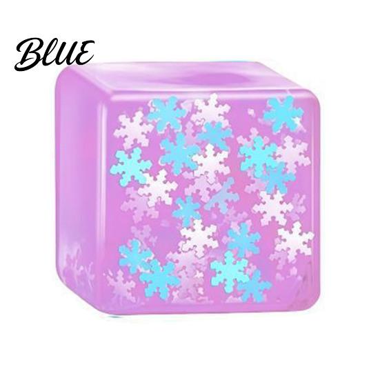 Soft Stress Balls Ice Cube Relief Toy Glow-in-the-Dark Snowflake Filled Cube Sensory Toy Luminous Clear Adults and Kids