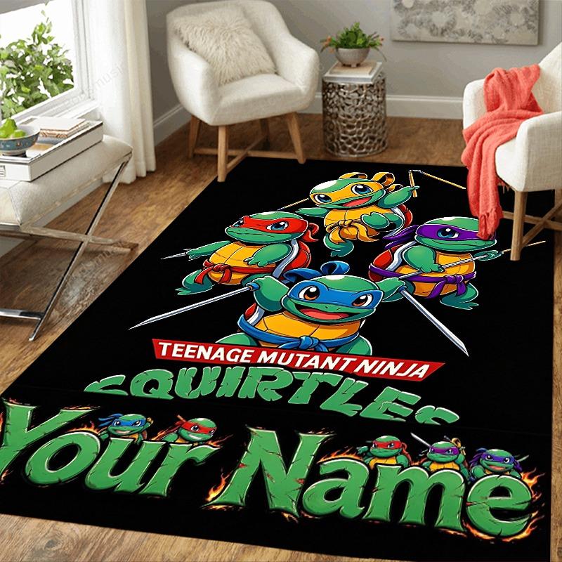Custom 1Pc Ninja Turtles Flannel Personalized Rug Non Slip Floor Mat Soft Carpet for Living Bedroom Office Home Decor Gift