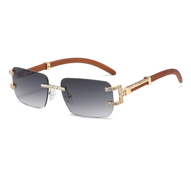 Y2K Vintage Luxury Designer Rimless Diamond Sunglasses Women Crystal Rhinestone Square UV400 Sun Glasses For Men