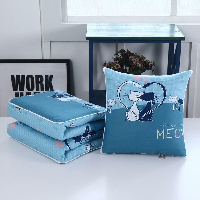 Foldable Multifunctional Nap Cushion: Pillow & Blanket for Car & Office