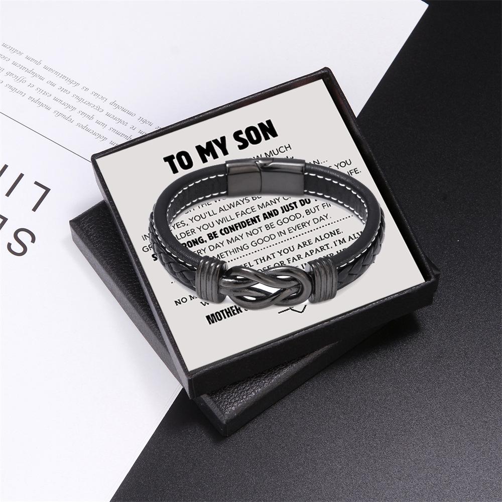 Edelstahlarmbänder Für meinen Sohn Geschenk von Mama Lederarmband Für immer verbunden Für Jungen Kinder Geburtstagsparty Weihnachtsgeschenk