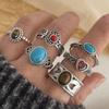 925 Sterling Silver Rings for Women Couple Minimalist Handmade Vintage Blue Stone CZ Ring Party Jewelry Gift Prevent Allergy